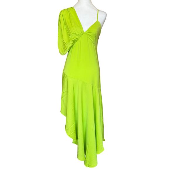 The Drop silky lime green Asymmetric Hem Dress XS slip dress semi formal dance - Picture 1 of 16